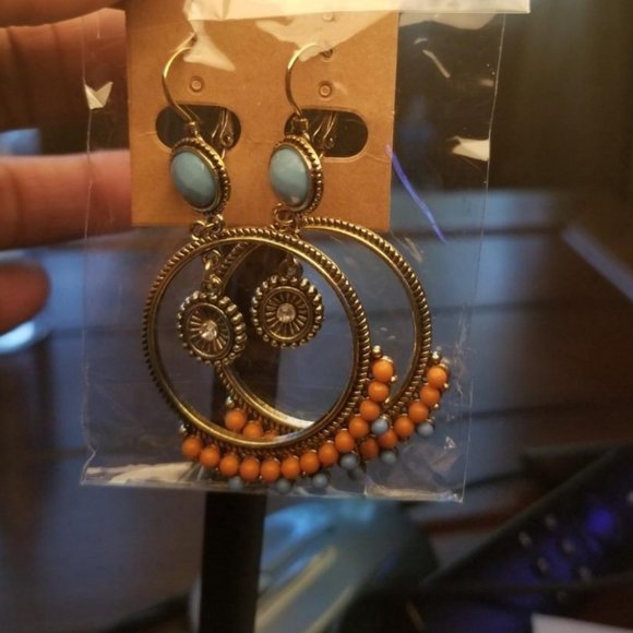 Boho Dangle Earrings Round Dangling Drop Unique Bohemian Jewelry Ladies Fashion - Picture 5 of 7